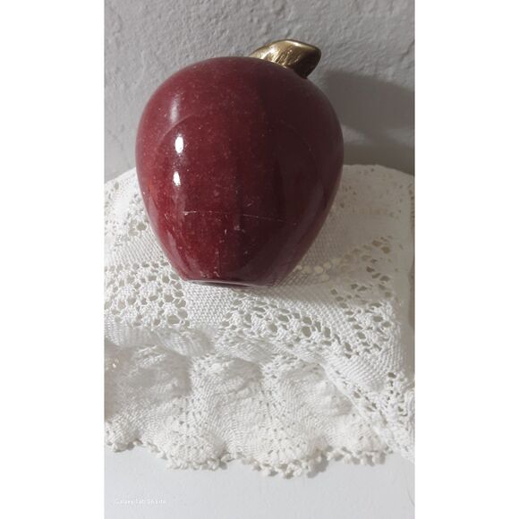 Marble Red and Brass Apple for the Teacher Paperweight ~Vintage~ - Picture 1 of 3